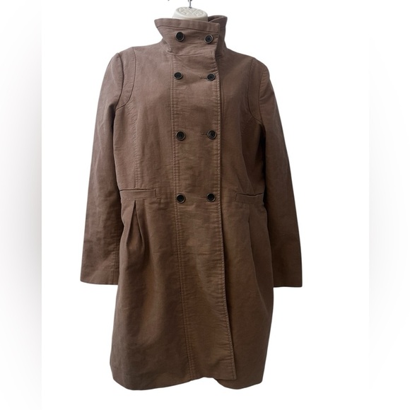 MNG by Mango Women’s L Brown Double-Breasted Military Trench Coat Jacket Chic - Picture 1 of 11